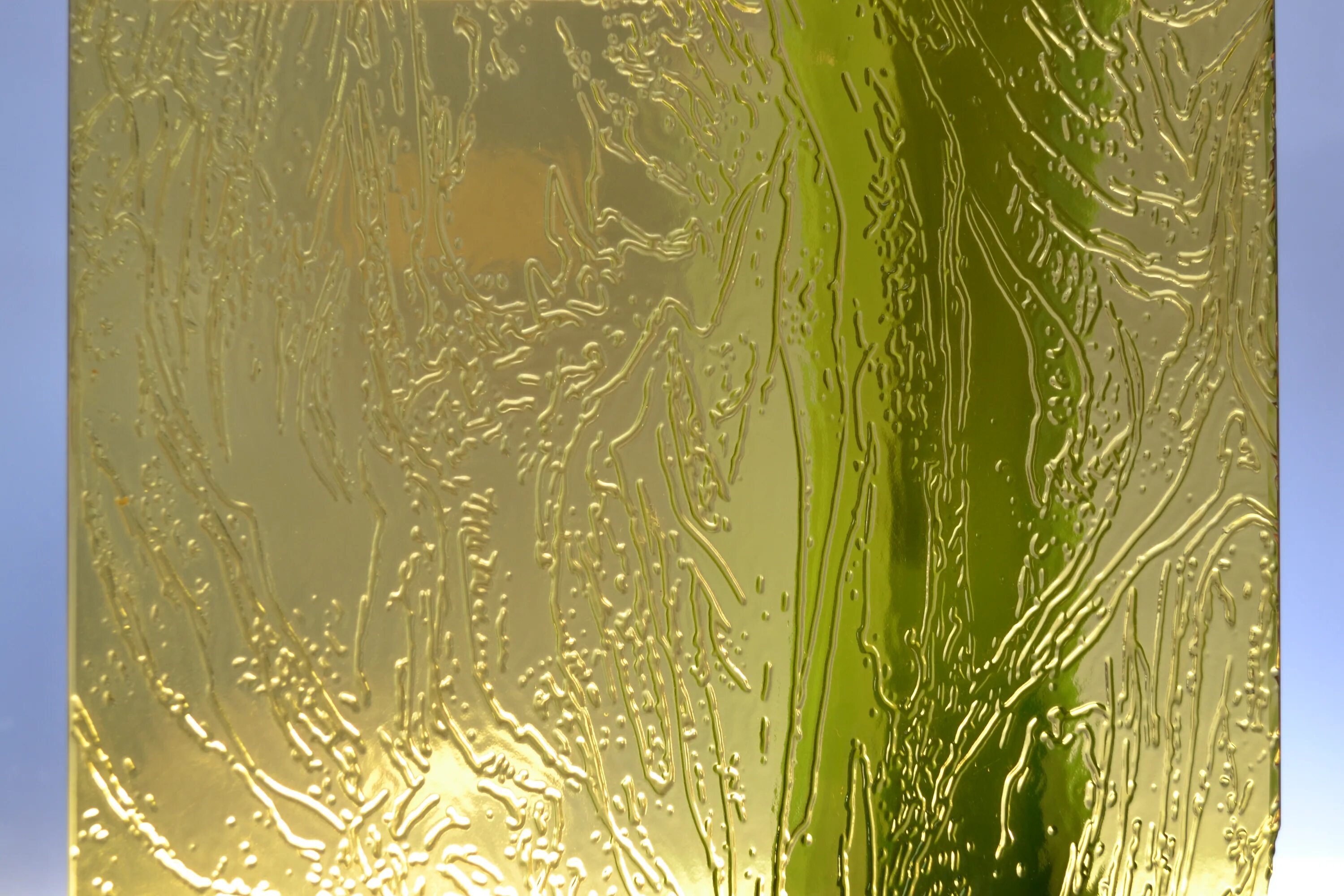 Стекло текстура. Фактура стекла. Рифленое стекло для кухонных фасадов. Фактурное стекло. Узорчатое стекло, 4 мм дельта золото.