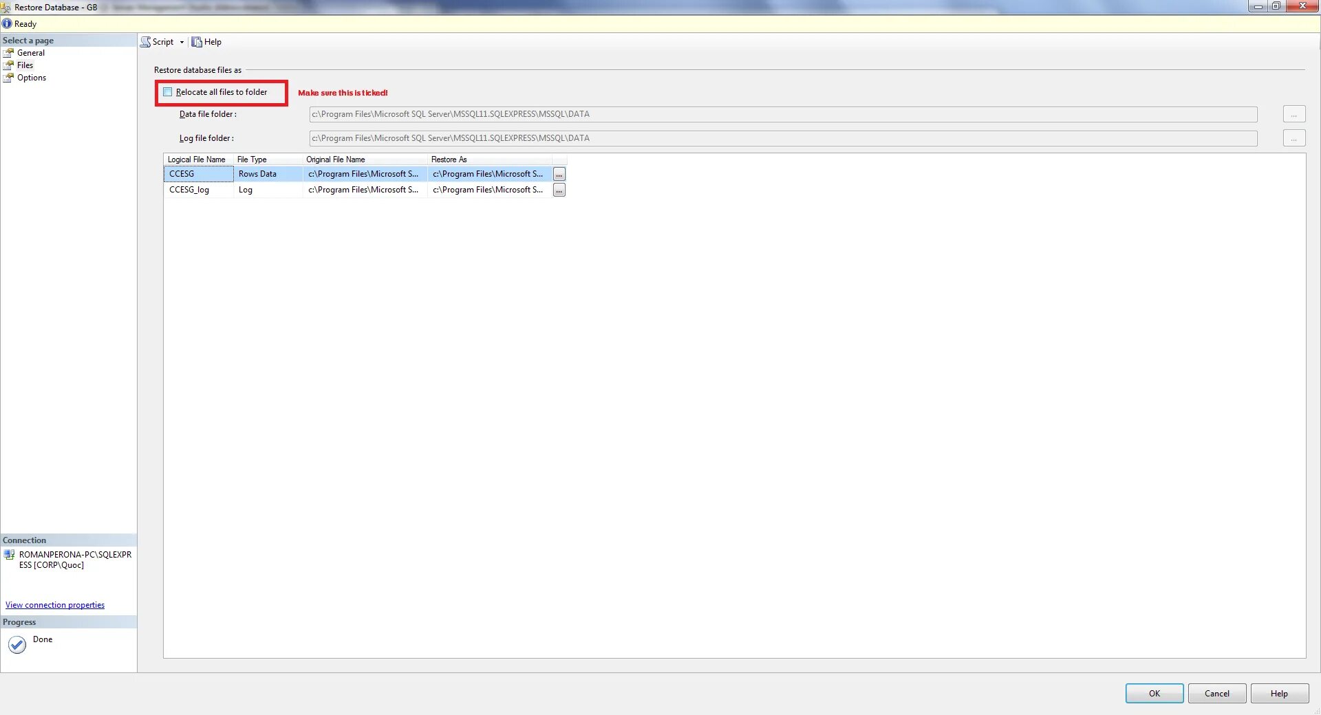 Error 15404 sql server. Restore database ms sql. sql восстановление завершено успешно. что значит restoring server files.