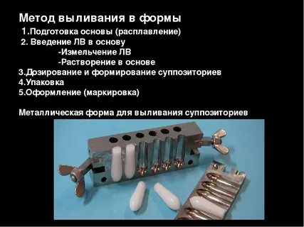 Суппозитории методом выливания