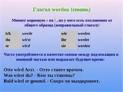 Спряжение глагола werden в немецком языке. Спряжение глагола werden в немецком языке таблица. Формы глагола werden. Спряжение глагола Верден в немецком языке.