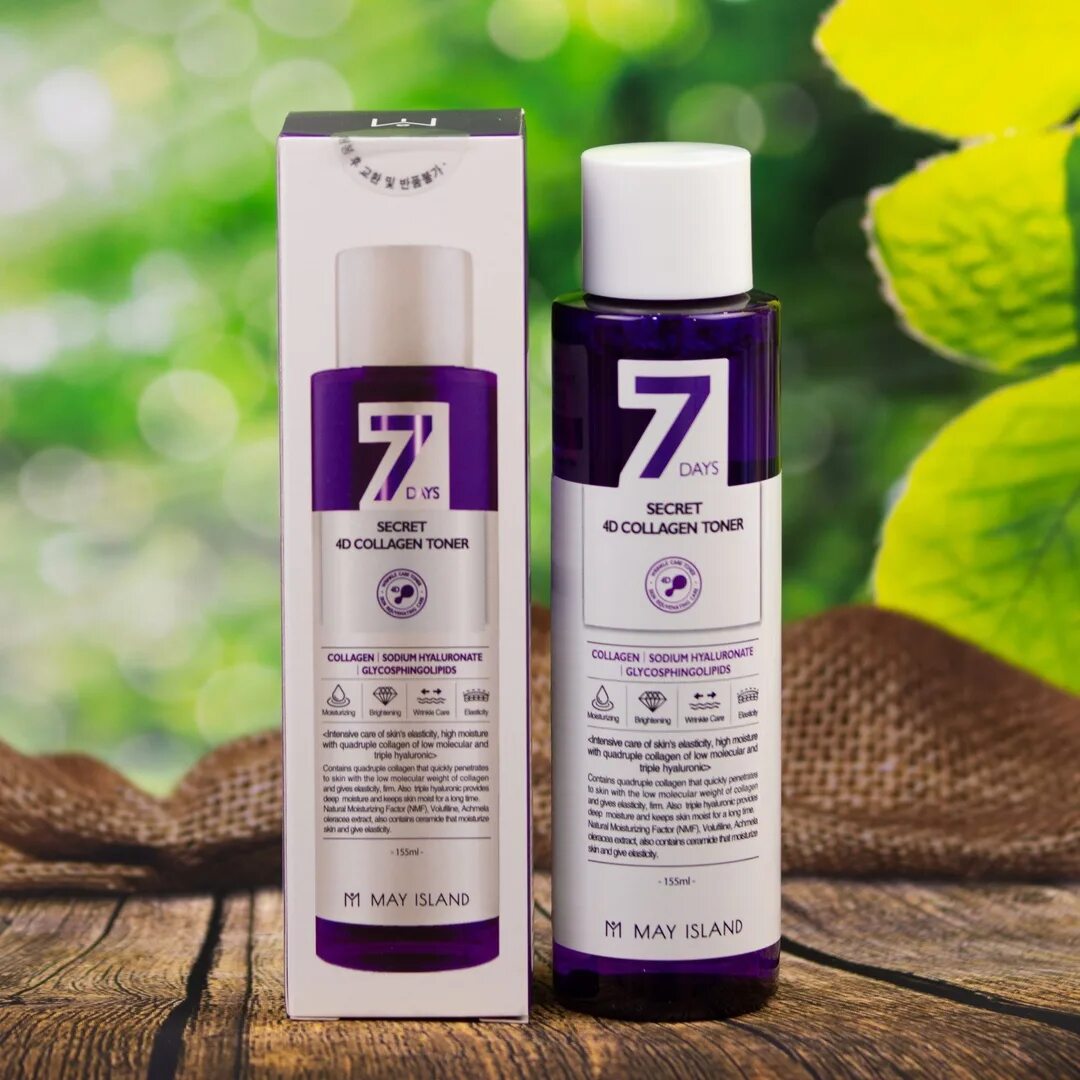 7 days secret. Тонер May Island 7 Days с коллагеном. May Island 7 Days Secret 4d Collagen Toner. Крем 7 Days с коллагеном. МСЛ 4d Collagen тонер Secret 4d Collagen Toner.