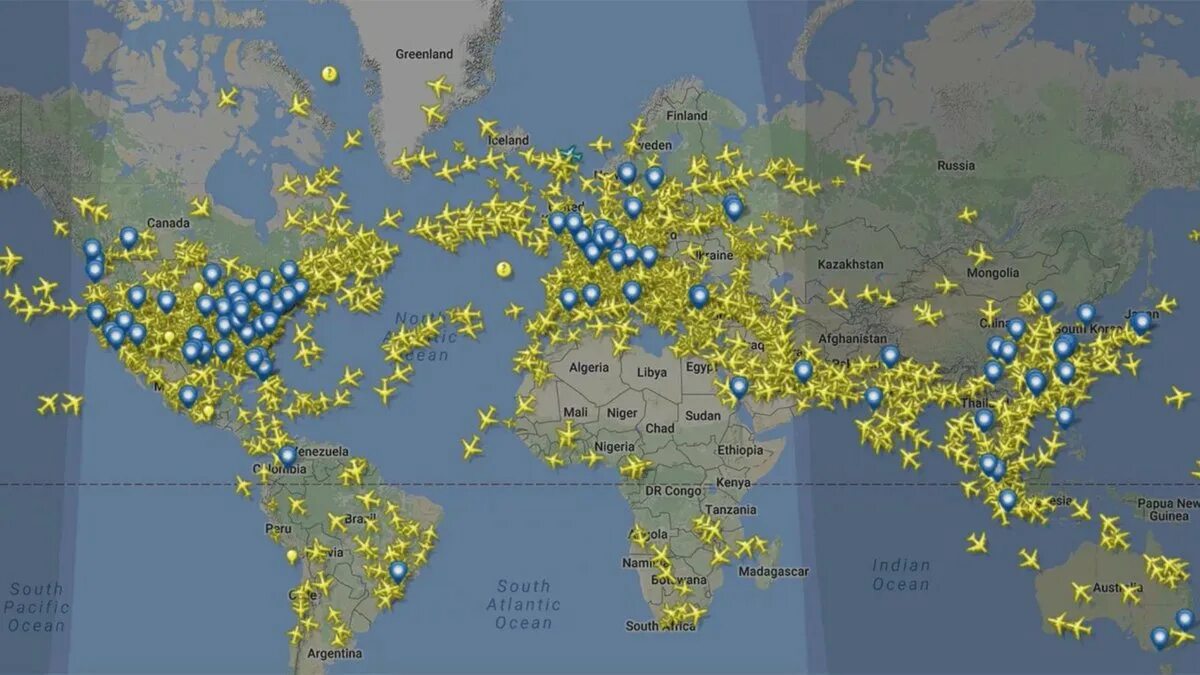 Карта мировых полетов