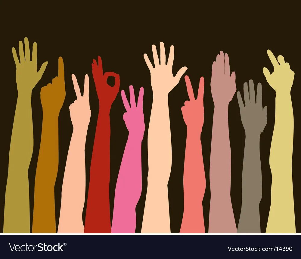 All hands the colours high. Colored hands circled. Reach up High.