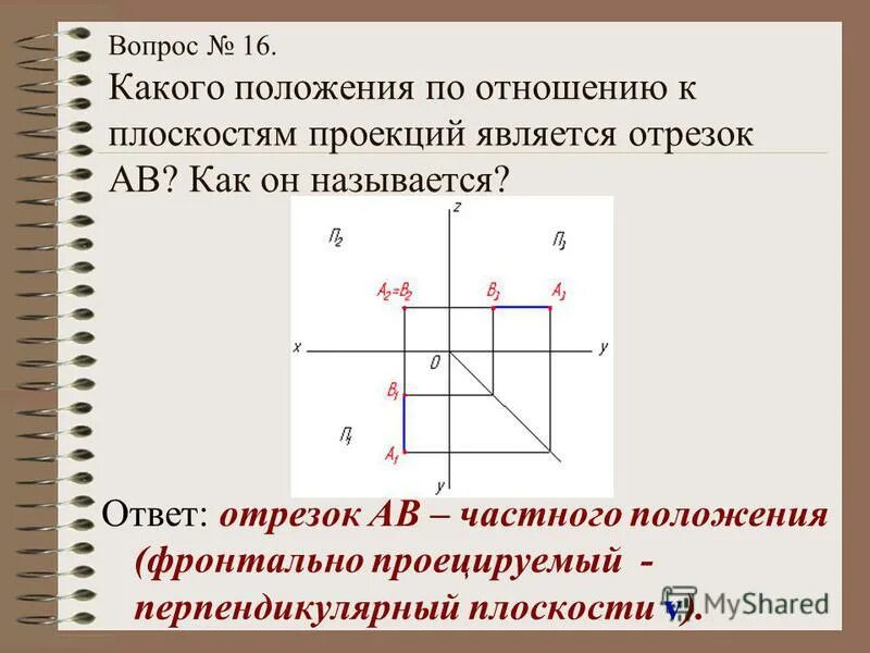 Проецирование точки отрезка прямой. Проецирование точки отрезка прямой