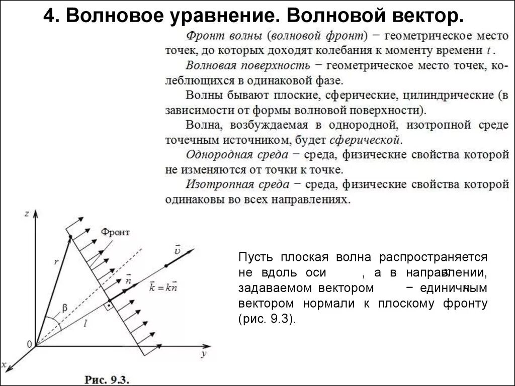 Направление в котором распространяется волна. Направление волнового вектора. Волновой вектор. Куда направлен волновой вектор. Волновой вектор в среде.