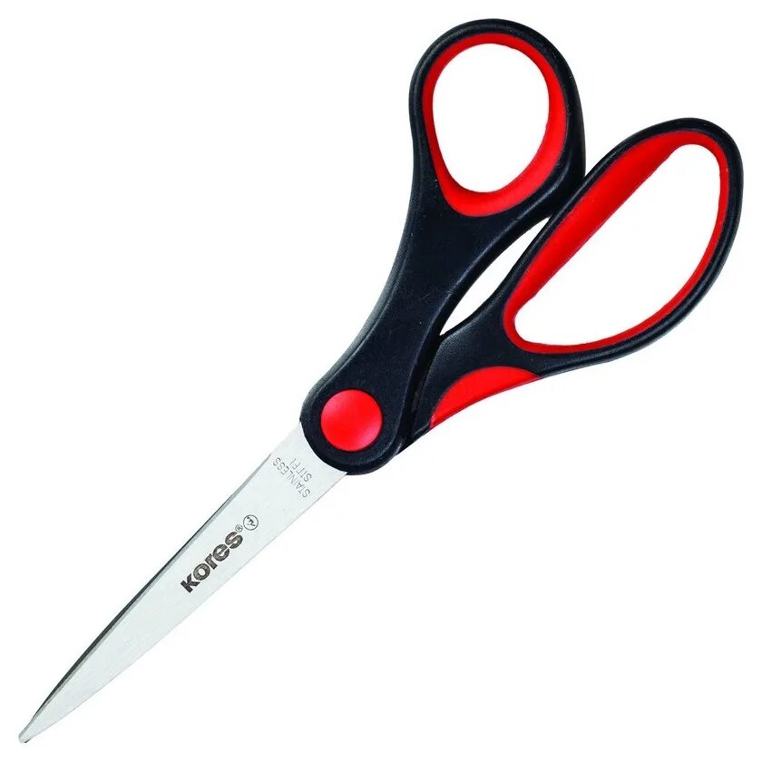 Фото ножниц. Ножницы Attache 169 мм. Ножницы Kores Softgrip 170 мм. Ножницы 170мм с пласт.прорезин.анатом.ручк. Kores Softgrip '35217. Ножницы "Softgrip", 21 см.