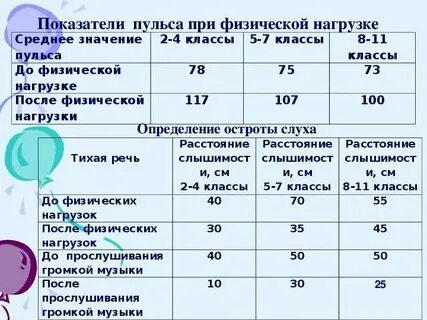 Пульс после нагрузки 20 приседаний