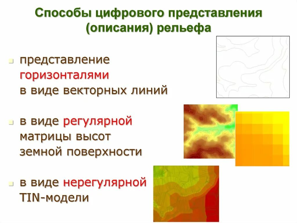 Типы поверхностей в рельефе