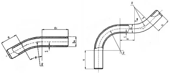 Радиус гиба трубы чертеж. Радиус гиба отвода трубы. Радиус кривизны оси гиба отвод 90 108. Гнутые отводы радиус гиба. Отвод гиб