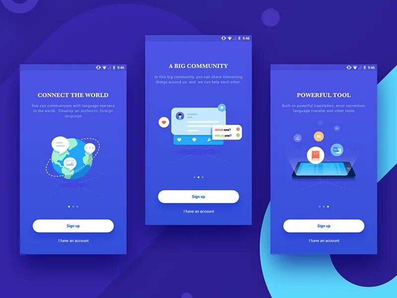 Page guide. Login page design.