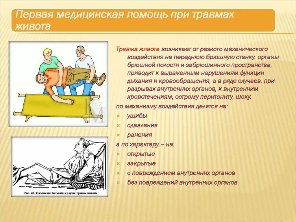 Оказание первой помощи при травме живота и таза. Первая помощь при травмах. Транспортировка при травме органов брюшной полости. Можно ли пить пострадавшему при ранении живота