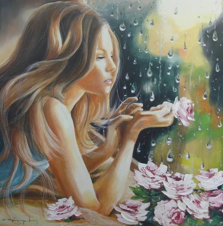 Art be beautiful. Женщина цветок картина. Девушка и цветы живопись. Картина женщина в цветах.