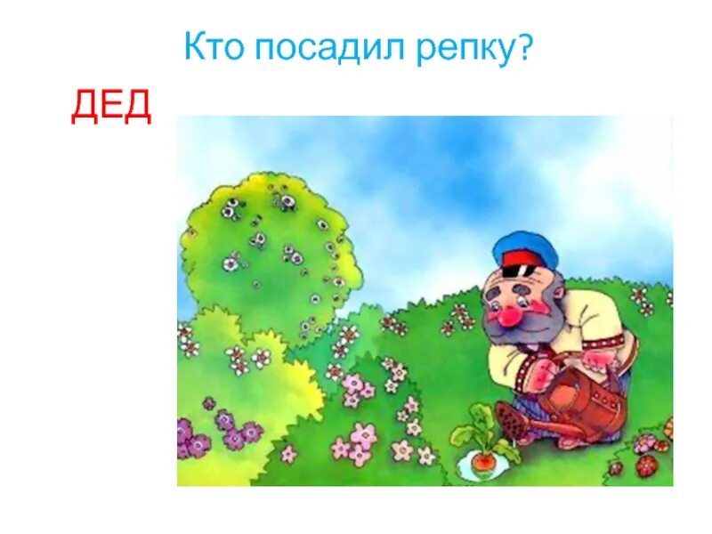 Дедушка посадил дерево 54. Сказка Репка дед. Посадил дед репку сказка. Дед сажает репку. Посадил дед репку картинка.