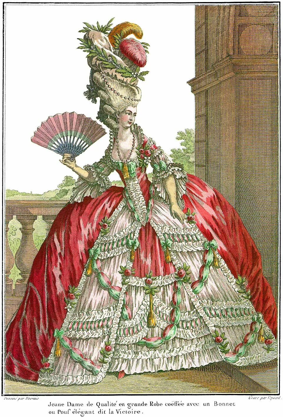 Платье (robe a la francaise). Около 1780, Франция. Розовая шелковая тафта, распи
