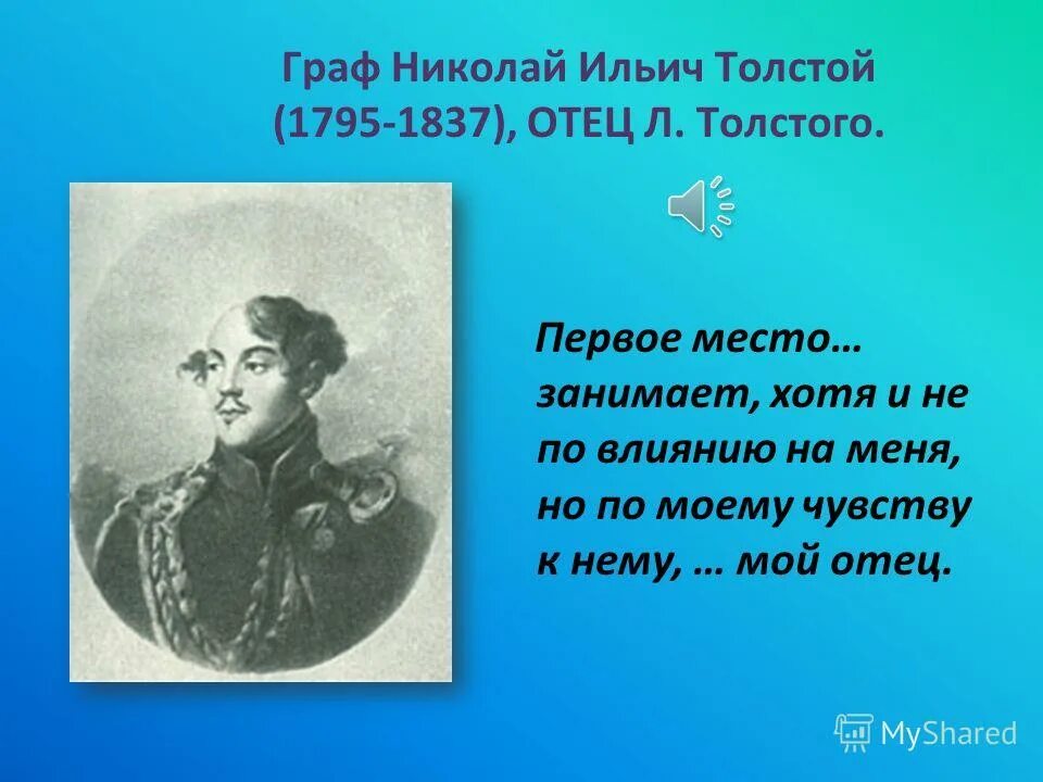 Какой был отец толстого. Отец Льва Николаевича Толстого.