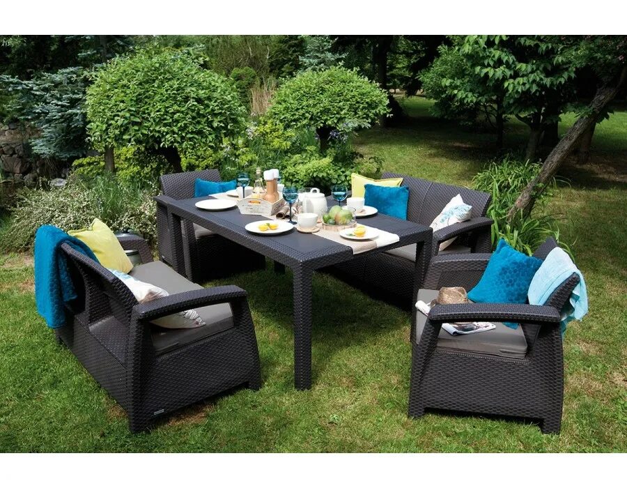 Комплект мебели Corfu Triple Set (Корфу Трипл Сет) коричневый купить в Москве не