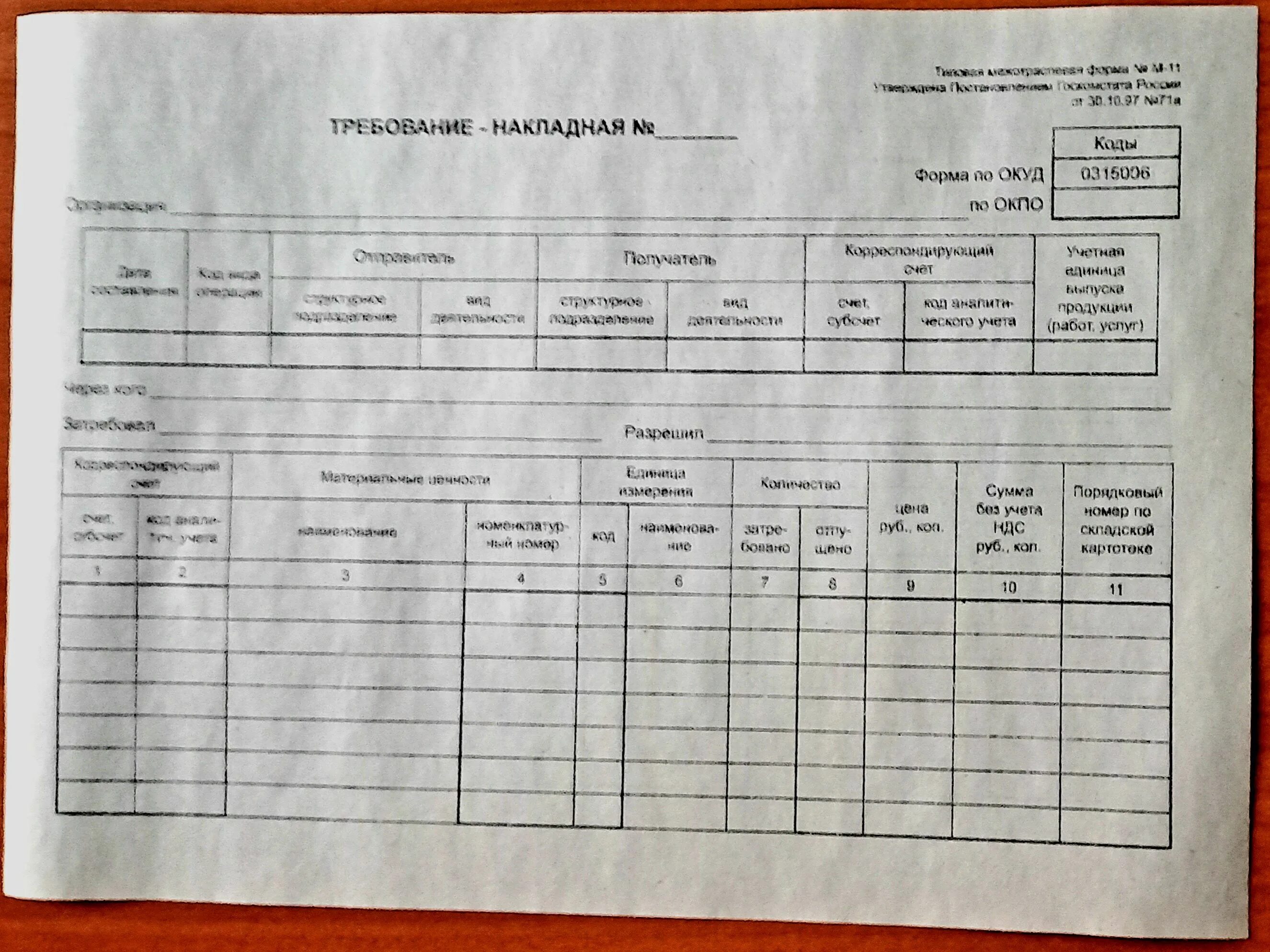 Образец бланк требование. Требование накладная ОКУД 0315006. Форма м-11 требование-накладная медицинской организации. Требование накладная ф11. ОКУД 0504204 требование-накладная.