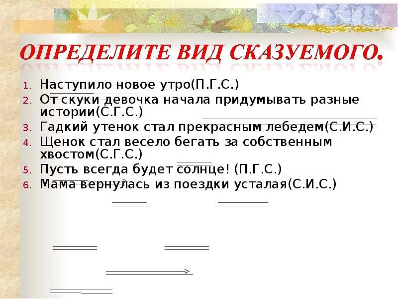 Задание определить вид сказуемого. Определите вид сказуемого наступило новое утро. Виды сказуемых. Сказуемое виды сказуемого. Тип сказуемого наступила.