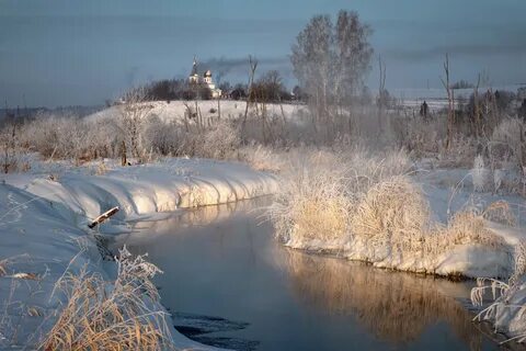 Река зимой фото