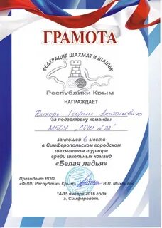 1 место в шахматном турнире