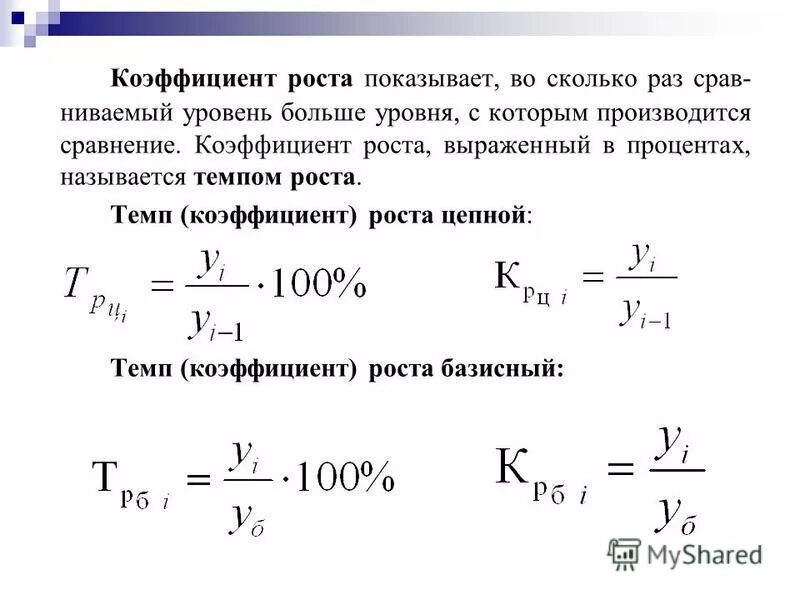 Среднегодовые показатели роста