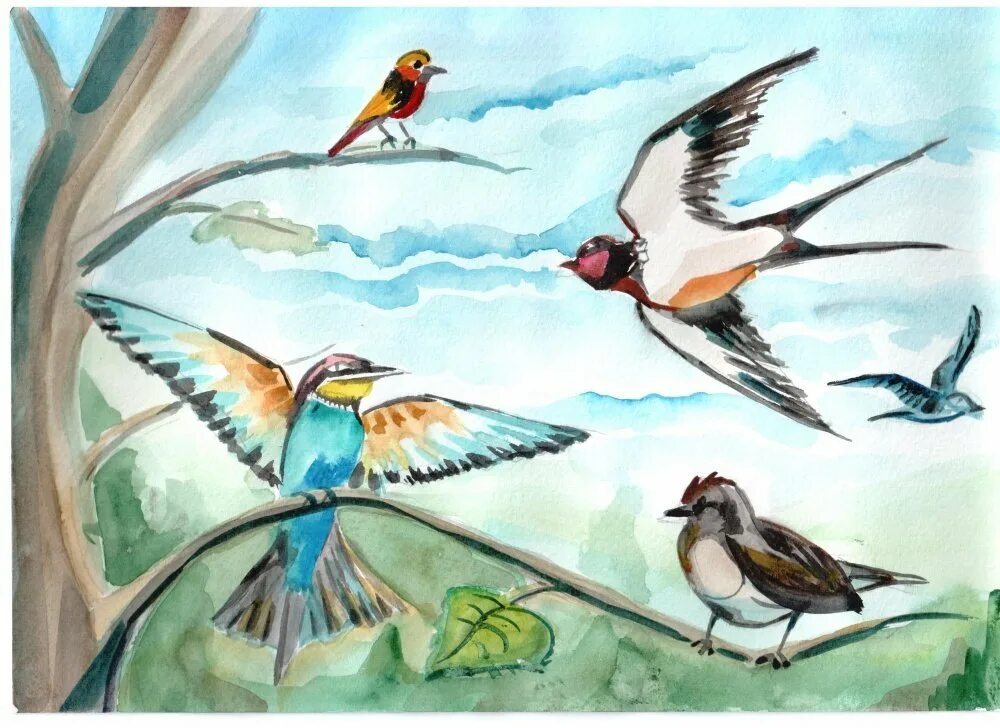 Рисунок на тему день птиц. Птица рисунок. Детские рисунки птиц. Рисование весенних птиц. Рисунок на тему перелетные птицы.