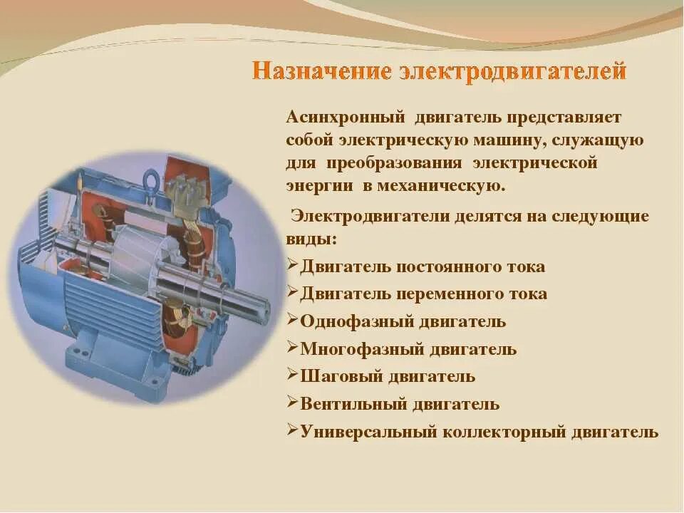 Типы эл двигателей