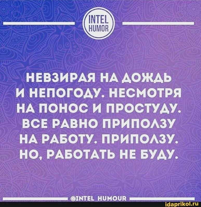 Шли несмотря на погоду. Несмотря на непогоду. Несмотря на дождь непогоду несмотря на понос и простуду. Невзирая на дождь и простуду. Невзирая на непогоду.