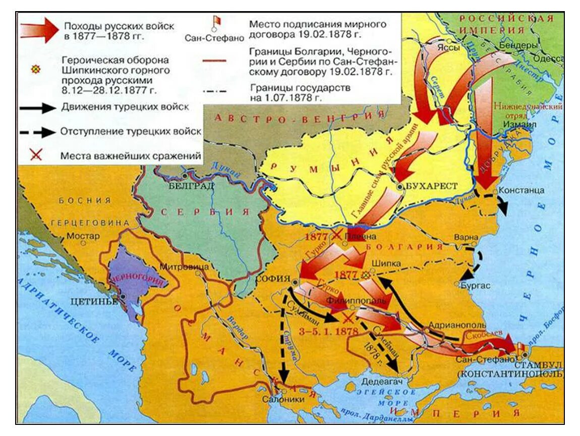 Карта по русско турецкой войне 1877 1878. Верное направление востока