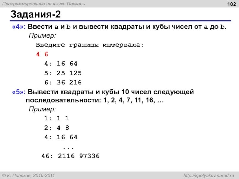 Вывести квадрат введенного числа. Ввести а и б и вывести квадраты и кубы чисел от а до б паскаль. язык программирования паскаль число в квадрате. вывести квадрат и кубы й0чисел. паскаль квадраты и кубы чисел.
