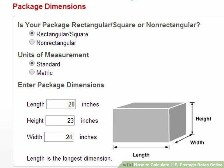 Incorrect number of dimensions. Package dimensions. size of box or dimension of box. automation determining the dimensions of the parcel. add calculated dimension.