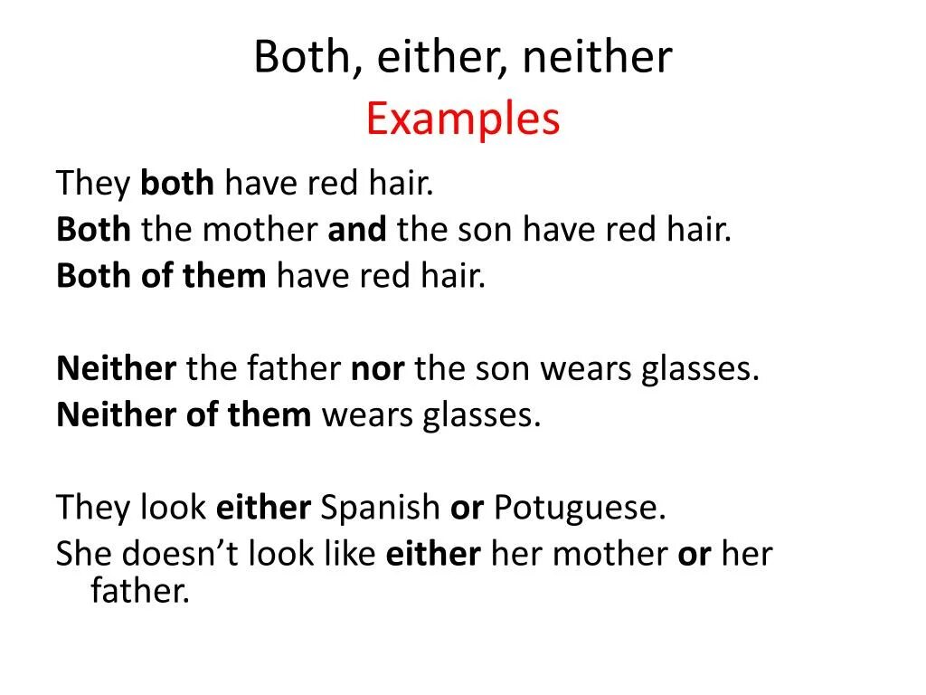 Sentence either. Предложения с both either neither. Both either neither none правило. Both and either or neither nor правило. Конструкции both and either or neither nor.