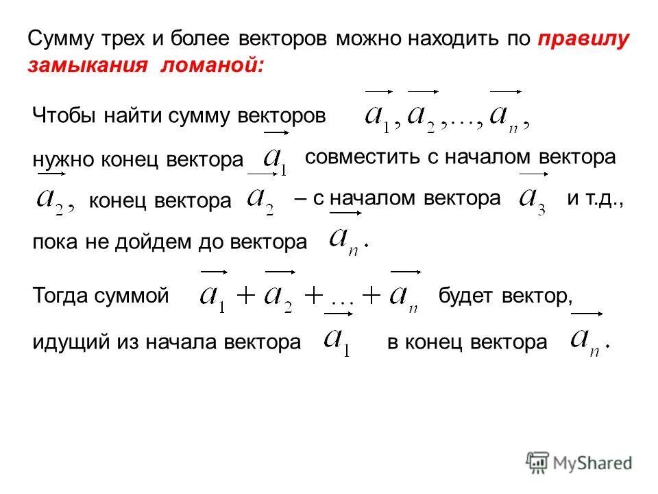 Закон суммы векторов