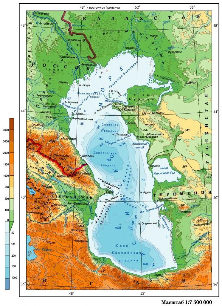 Бассейны каспийского моря реки россии. Водосборный бассейн Каспийского моря. Карта глубин Каспийского моря. Реки Каспийского моря на карте. Батиметрическая карта Каспийского моря.