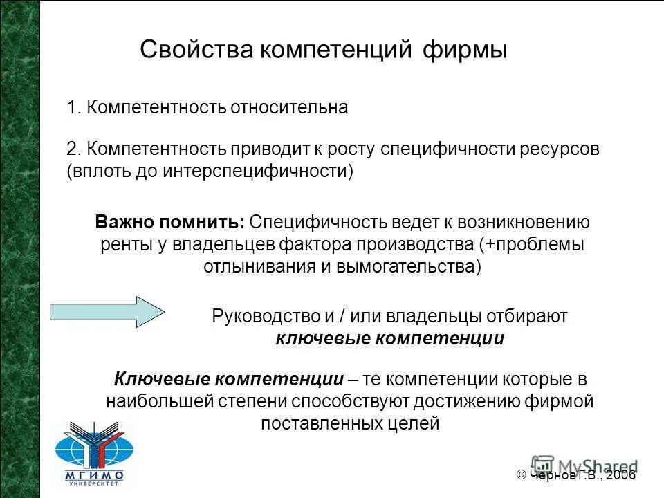 Свойства компетенции