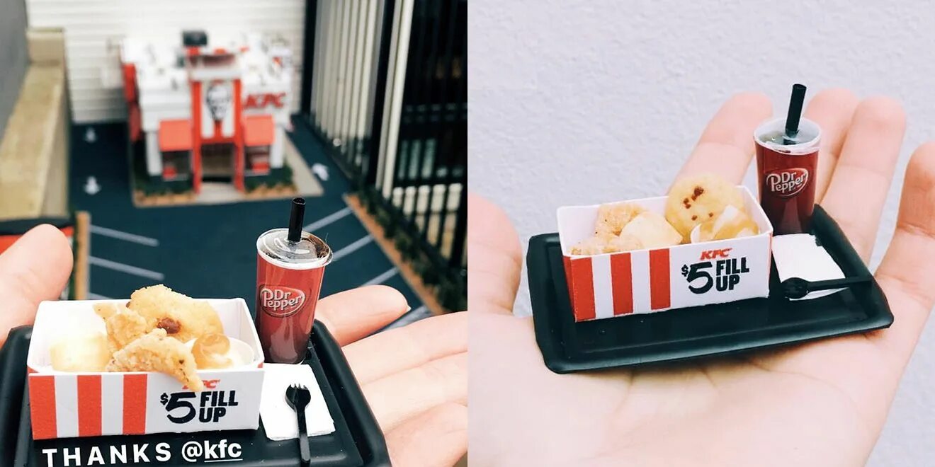 Fill in miniature artistic box. Mini KFC. KFC миниатюра.