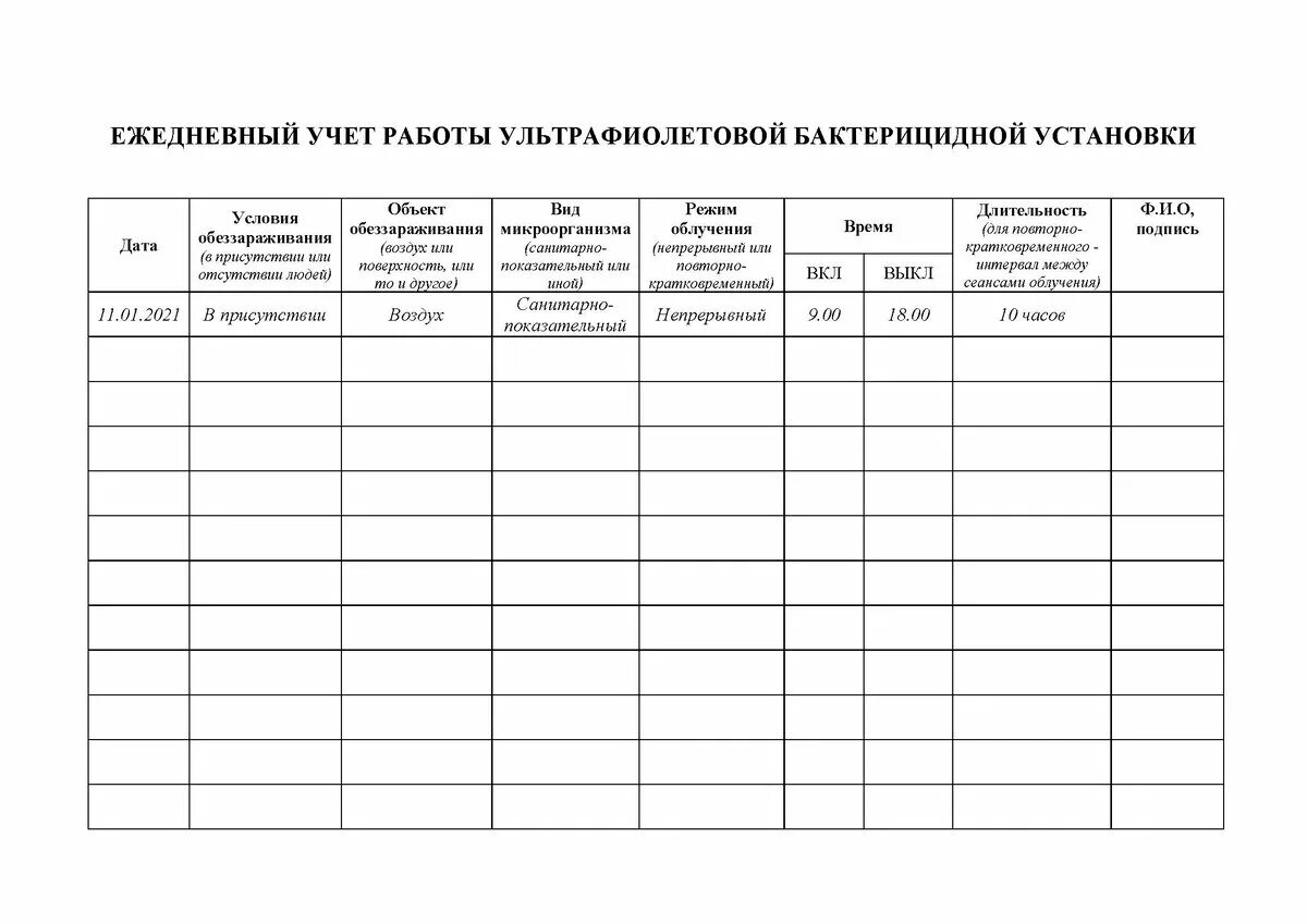 Учет работы бактерицидных ламп. Журнал учета работы бактерицидных облучателей в школе. рециркулятор бактерицидный журнал учета. журнал учета рециркулятора воздуха в школе образец. журнал регистрации и контроля облучатель бактерицидный.