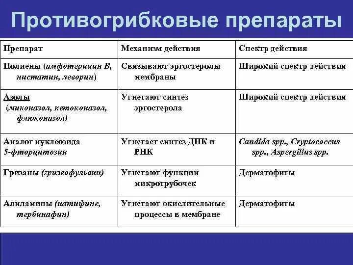 Механизм действия противогрибковых средств. Противогрибковые препараты схемы механизмы действия. Противогрибковые препараты механизм действия фармакология. Противогрибковые препараты классификация фармакология. Противогрибковые антибиотики механизм действия.