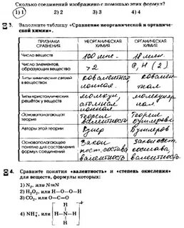 Таблица органические и неорганические вещества 6 класс