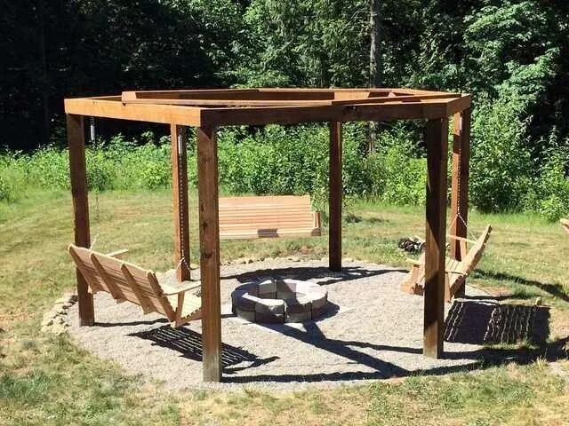 A&L FURNITURE CO. 8'x8' Pergola w/Deck & Swing Hangers Outdoor pergola, Backyard