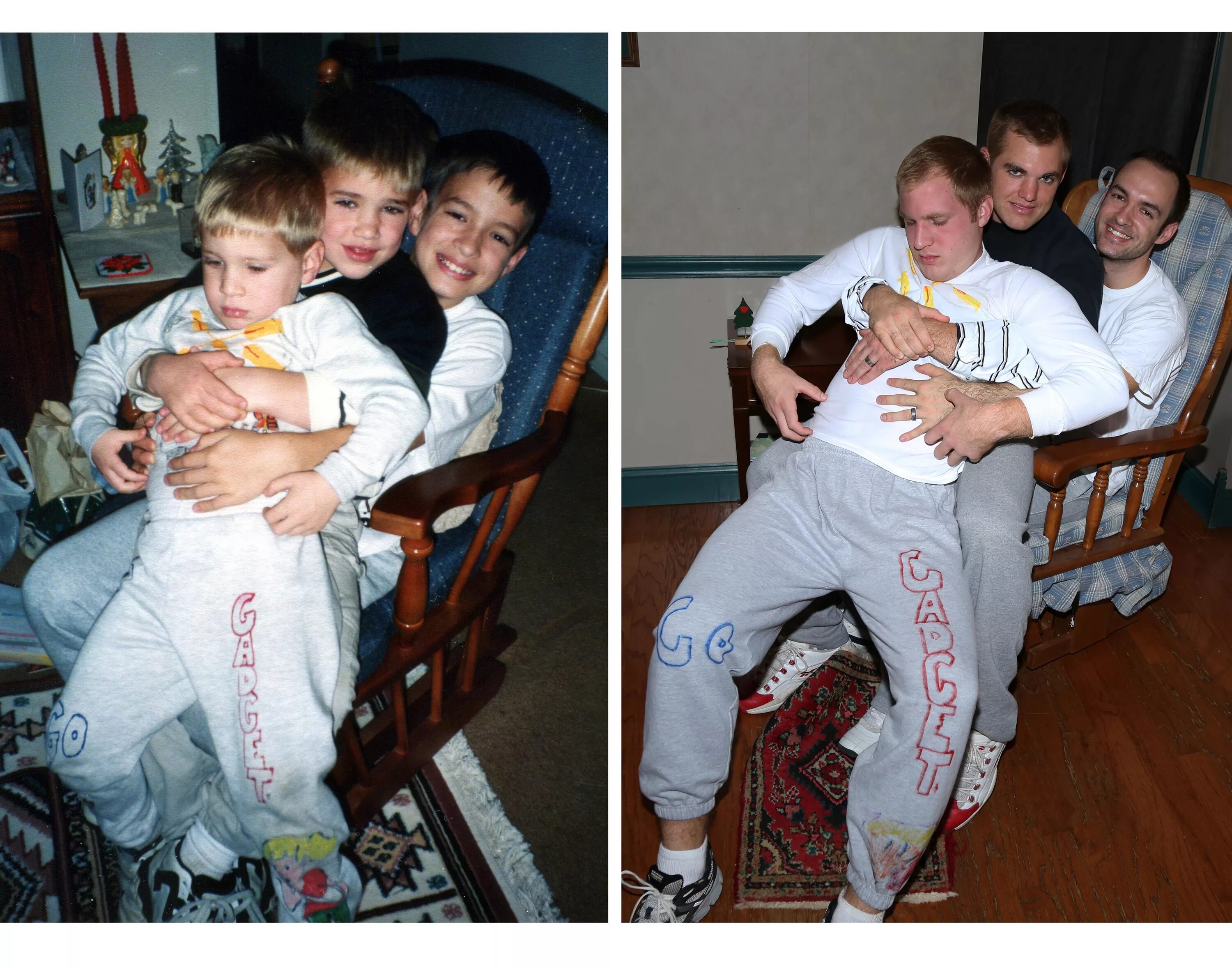 Братья с разницей в 2 года. Фотосессия с тремя сыновьями. Родители и дети годы спустя. Повторили фото из детства.
