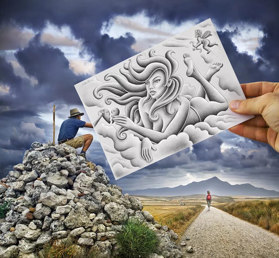 Нарисованная реальность. Бельгийский художник Бен Гейне. Бен Хайне карандаш против камеры. Художник Бен Хайне. Ben Heine художник.