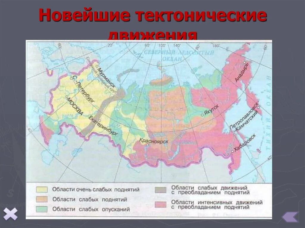 Новейшие тектонические движения. Новейшие тектонические движения карта. Новейшие тектонические движения в России. Современные неотектонические движения.