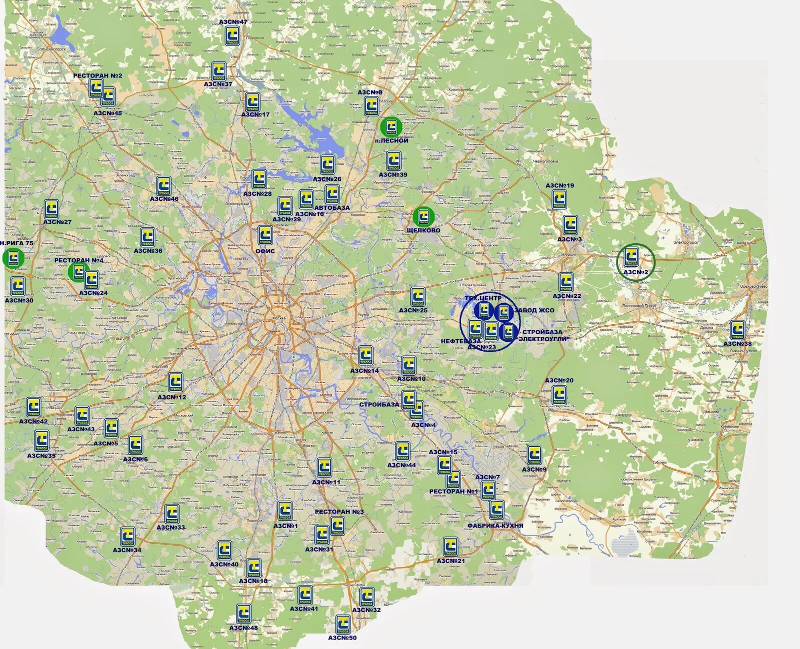 Карта азс московской области