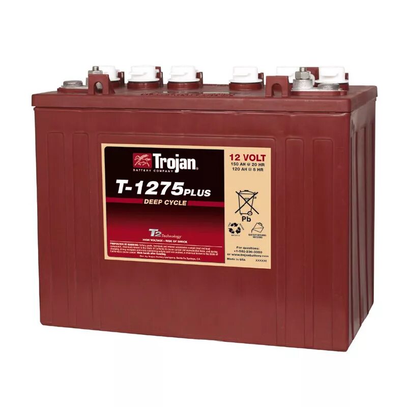Аккумулятор т. Trojan t1275. аккумулятор тяговый trojan scs150 (12v /80ah). t1275. trojan s-1275.