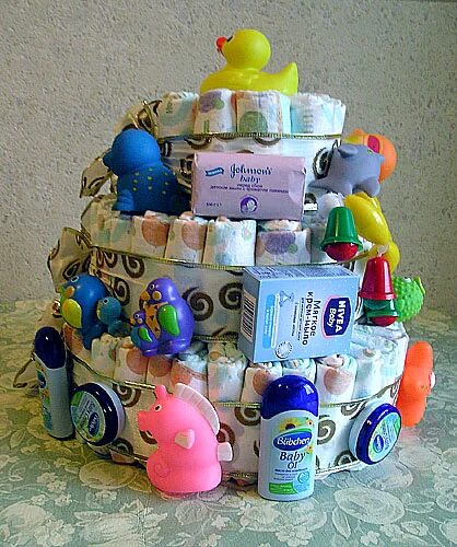 Торт из памперсов для мальчика. Подарок на рождение ребенка девочки. Подарок на годик. Набор для новорожденного в подарок. Подарок из памперсов для мальчика.