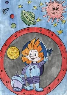 Рисунок луны на день космонавтики