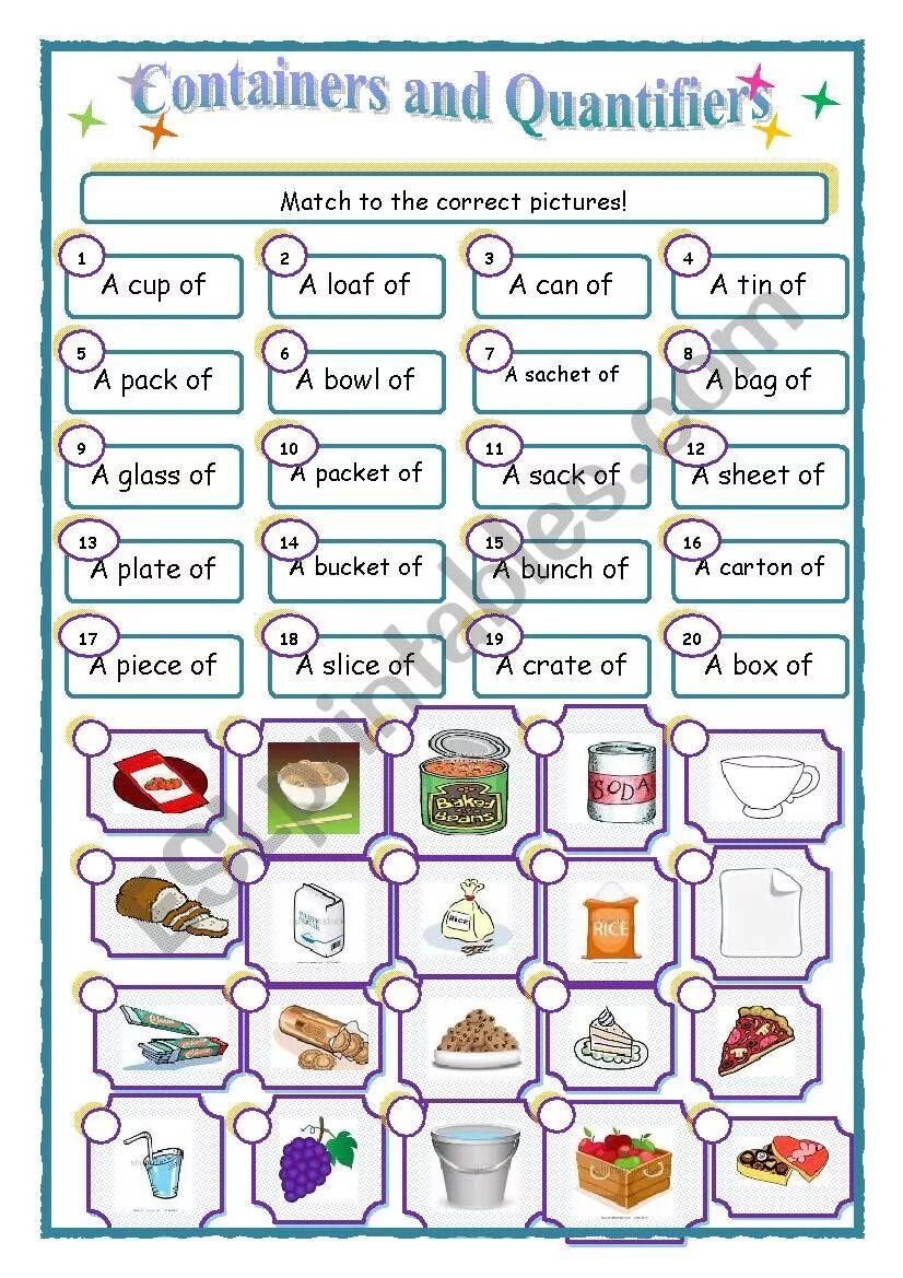 Choose the correct container. Quantifiers and containers. задание quantifiers. worksheets емкости. quantifiers and containers worksheets.