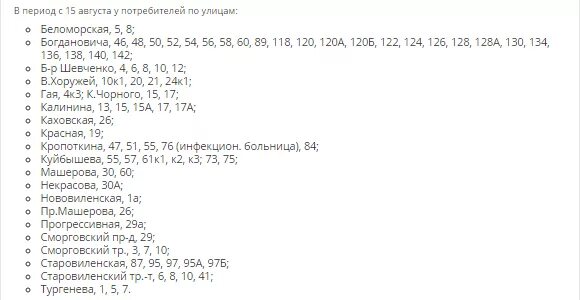 График отключения горячей воды гродно 2024