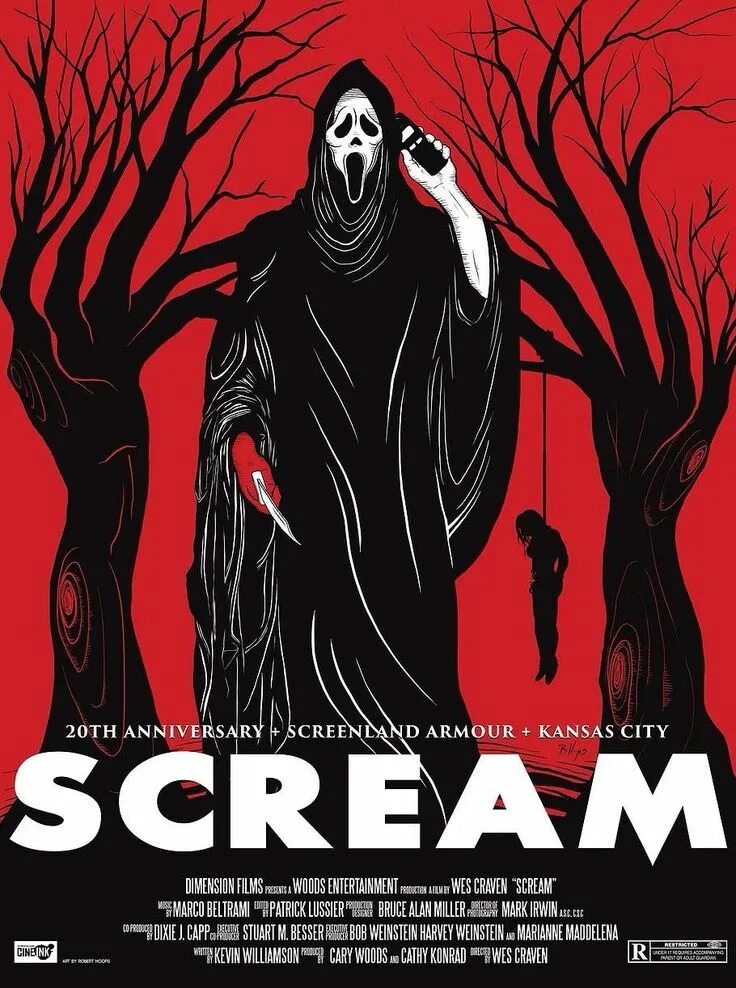 Scary scream. Scream, 1996 Постер. Крик (Scream) 1996 poster.